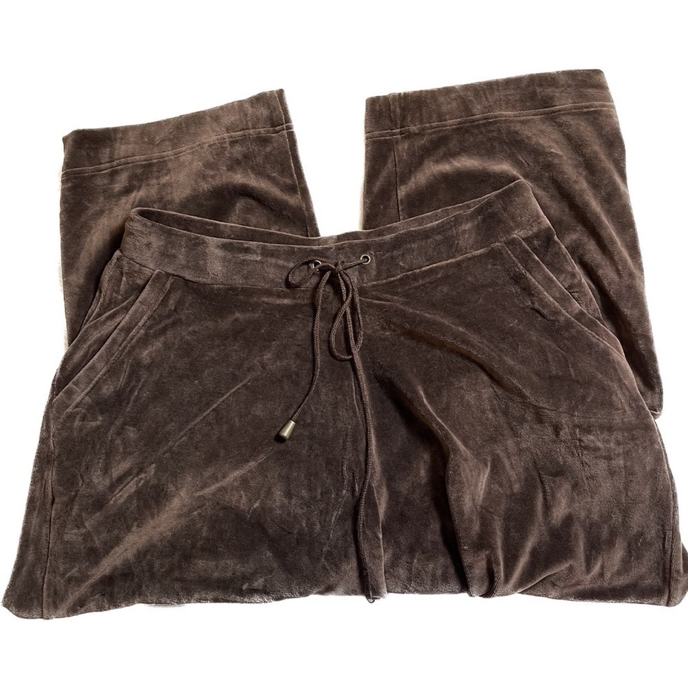 CHARTER Club Velour Brown Drawstring Pants Loungewear Sweatpants 1X